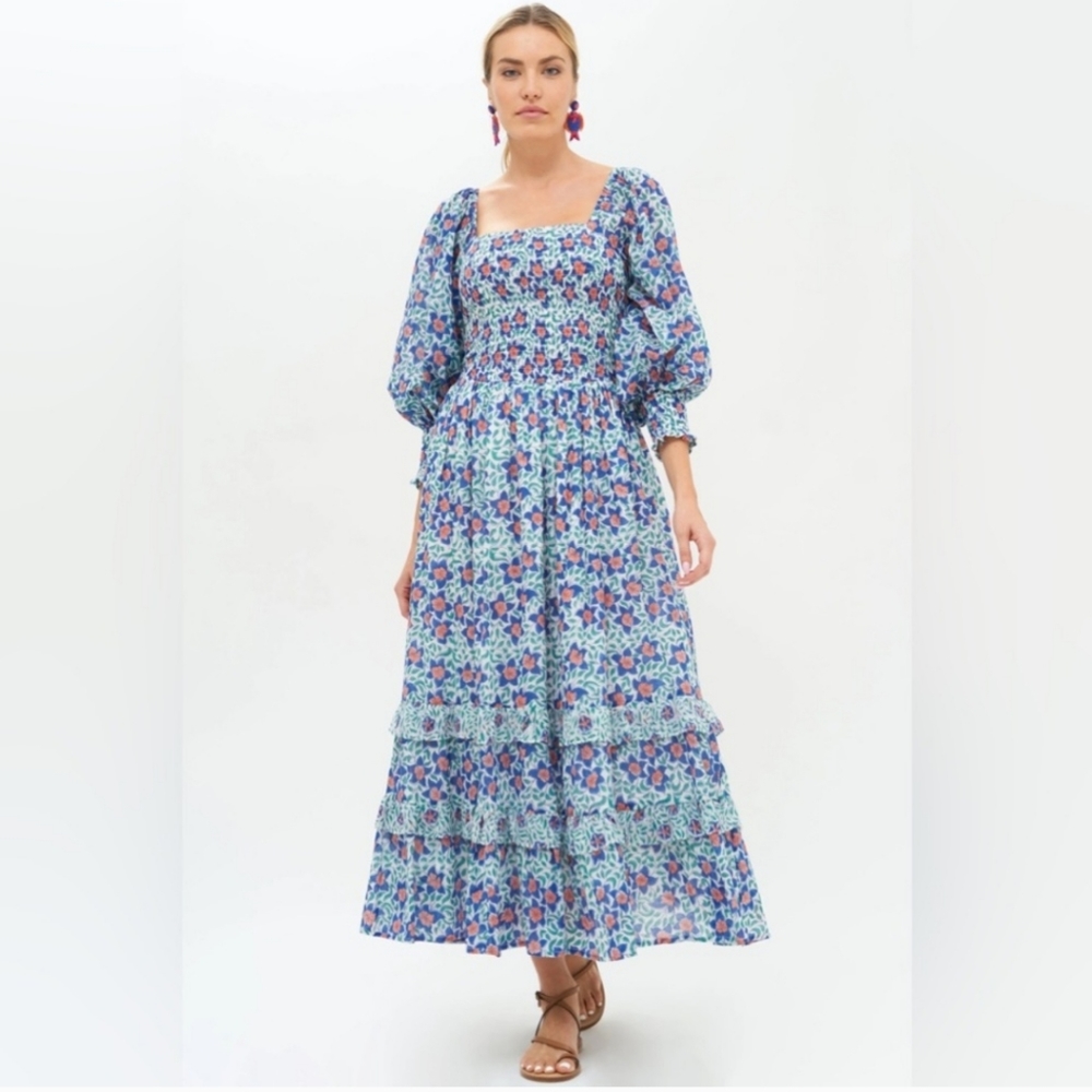 2hr Sale - Oliphant - Floral Blue Maxi Dress - XXS